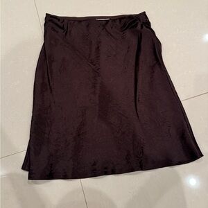 Aritzia Babaton brown slip satin midi skirt